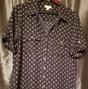 Nautical themed short sleeve blouse